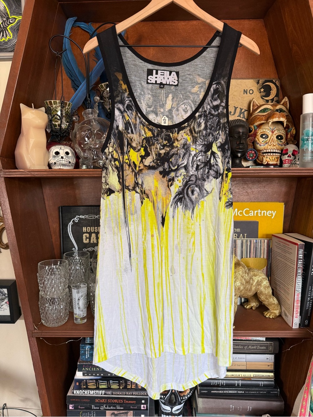 Leila Shams - Graphic Tank Top Dress - Yellow / Black / White - Women’s XS